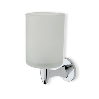 Toothbrush Holder Wall Mounted Round Frosted Glass Toothbrush Holder with Brass StilHaus H10-08